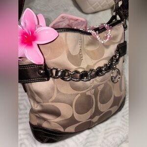 Vintage Coach Beige and Dark Brown  Shoulder Bag